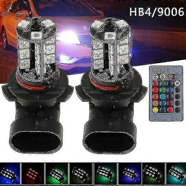 2 Pcs 9006 H4 Hb4 H7 H8 H9 H11 Universal Auto Rgb Atmosphere Lamp 5050 Led Lights Car Products Accessories With Remote Control