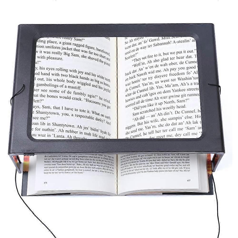 HandsFree Magnifying Glass Large FullPage Rectangular 3X Magnifier LED Lighted Illuminated Foldable Desktop for Elder
