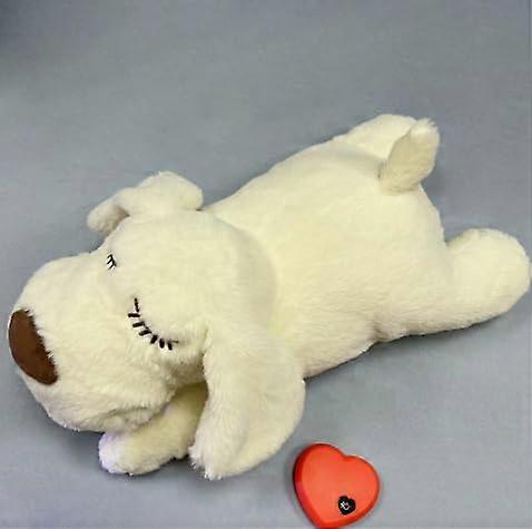 Dog Heartbeat Toy for Anxiety Relief, Soft Plush Calming Toy for Puppies, White, Ideal for Behavioral Training