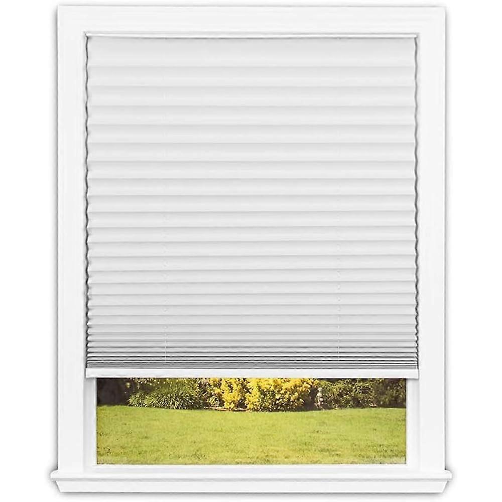 No Tools Easy Lift Trim-at-Home Cordless Pleated Light Blocking Fabric Shade White, 30' W x 64' L, (Fits windows 19 in - 30 in)