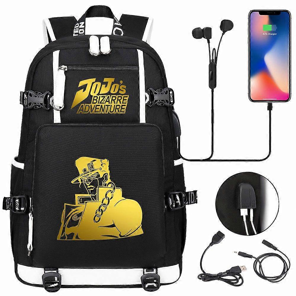 Jojo Bizarre Adventure School Backpack Anime Knapsack Rucksack Travel Bags Large Waterproof Multifunction USB Charging Backpack