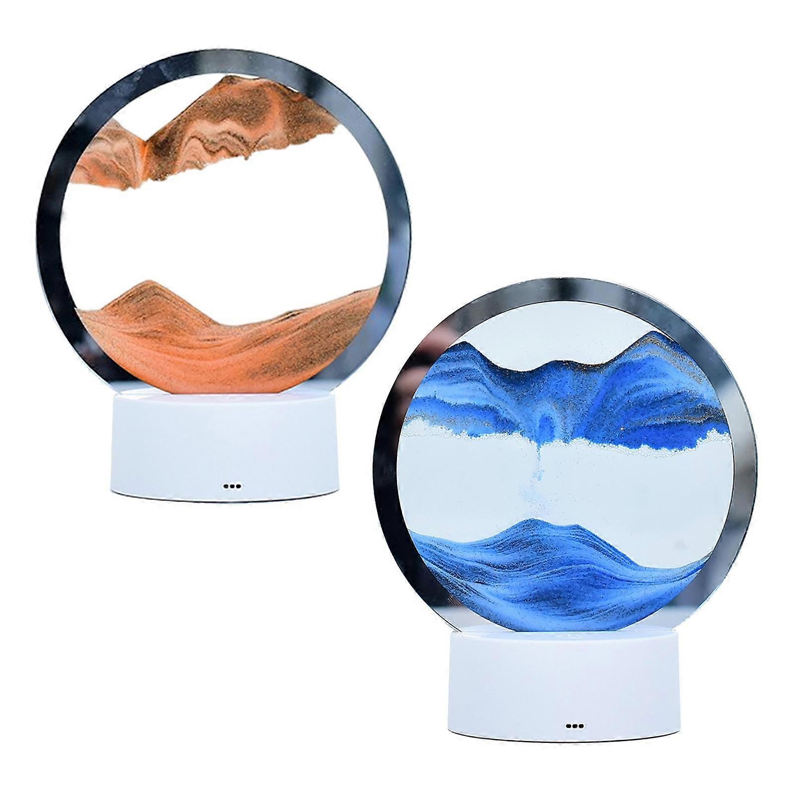 2x Moving Sand Picture, Night Light Lamp Sand Scene Creative Dynamic Sand