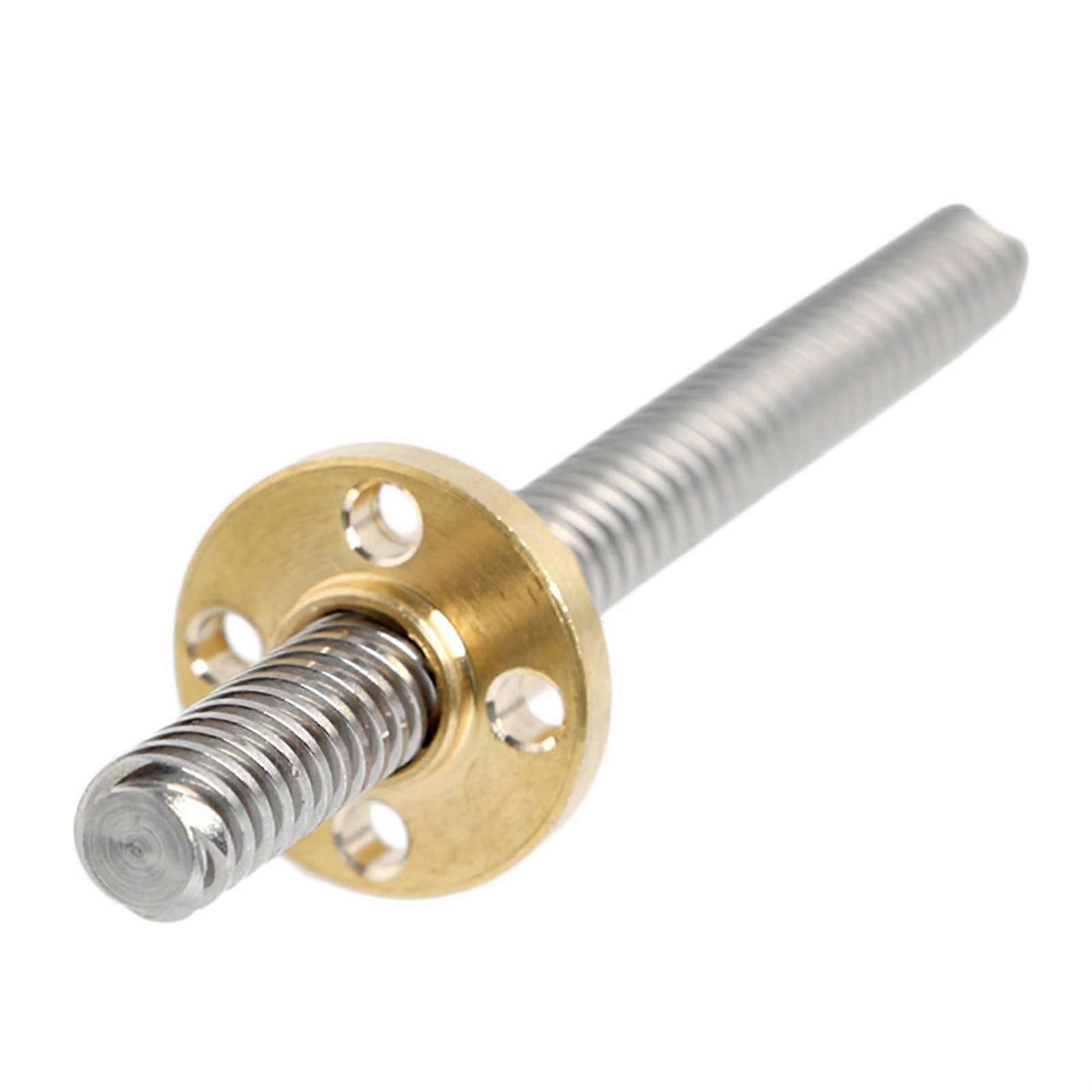 Stainless Steel T8 Lead Screw with Brass Nut – 2mm Pitch, 300mm Length for 3D Printers (1pc)