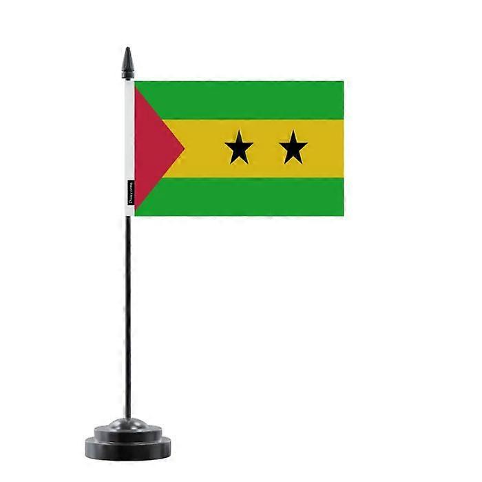 Table Flag - Multicolored - Sao Tomé and Príncipe - 14 x 21 cm - Plastic Pole - Double-Sided Print