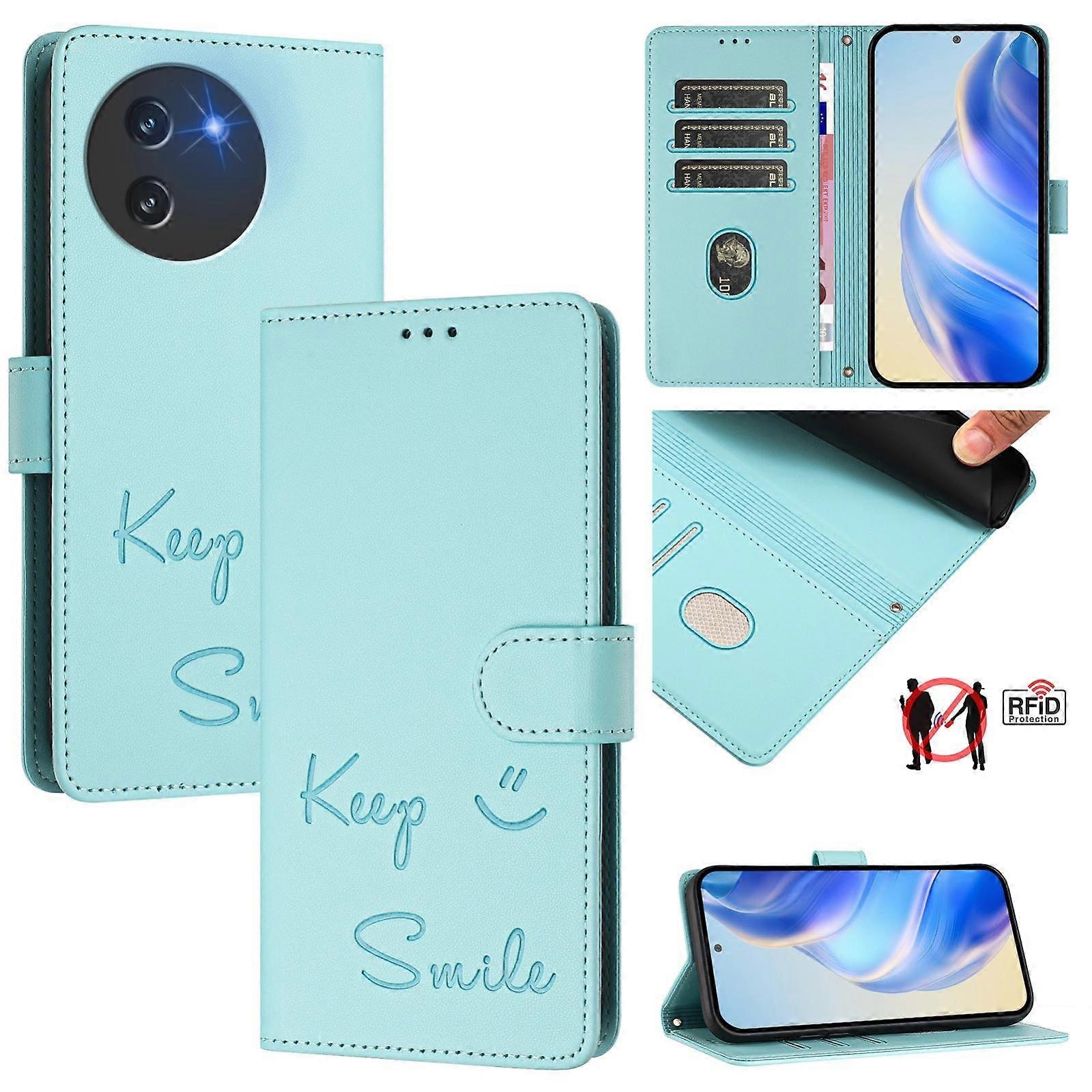 Smile Embossing RFID Leather Phone Case