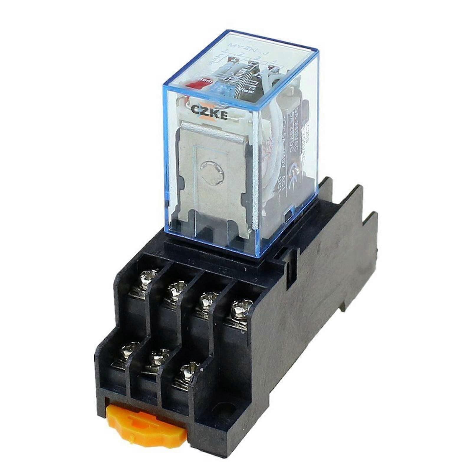 1Pcs LY2NJ HH62P Electronic Mini Electromagnetic Relay 10A 8PIN Coil DPDT DC12V,24V AC110V 220V with PTF08A Base (Size : AC110V)