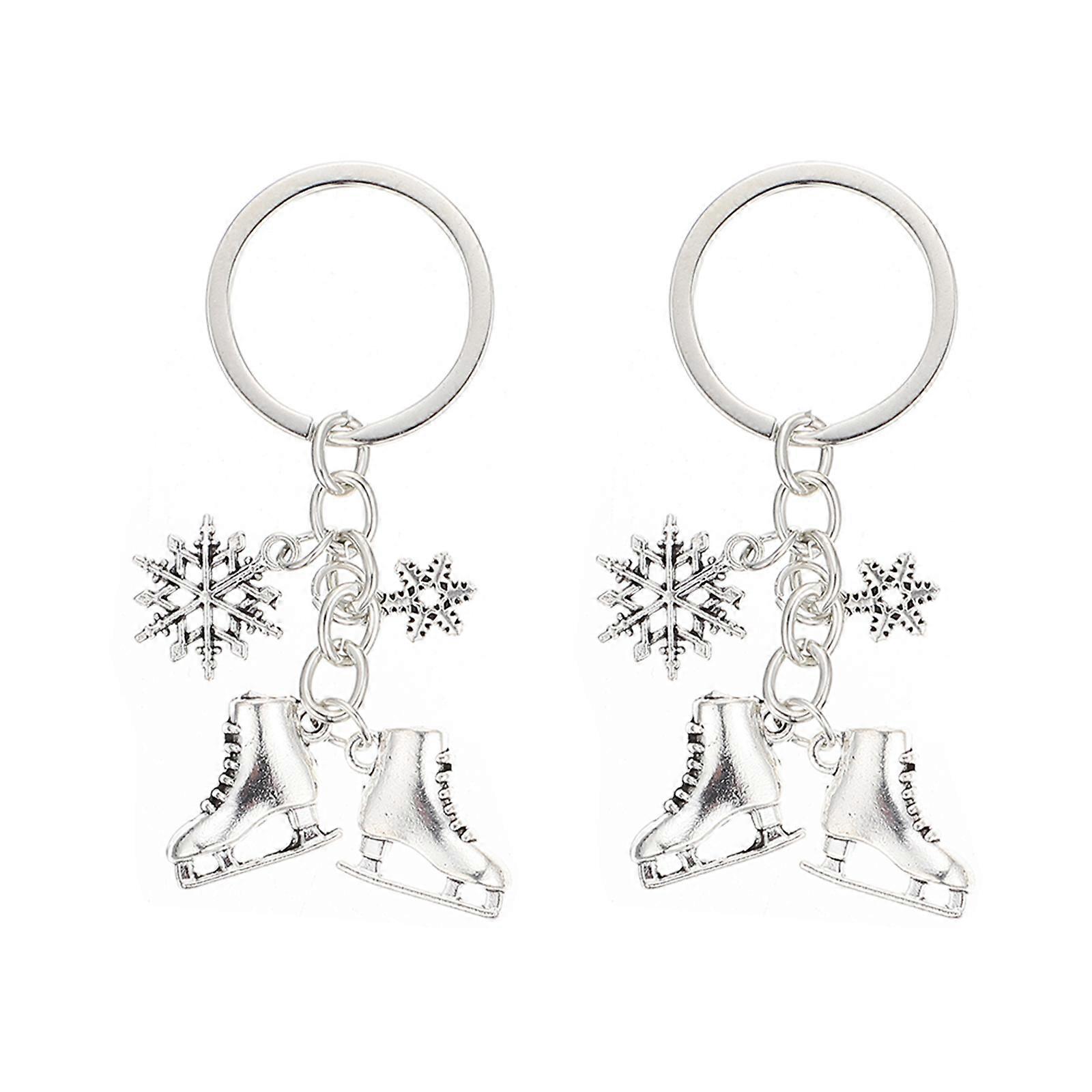 Ice Skates Shape Key Chain Set of 2 Durable Hanging Ornament for Schoolbag Decoration, Fashionable Pendant for Special Occasions