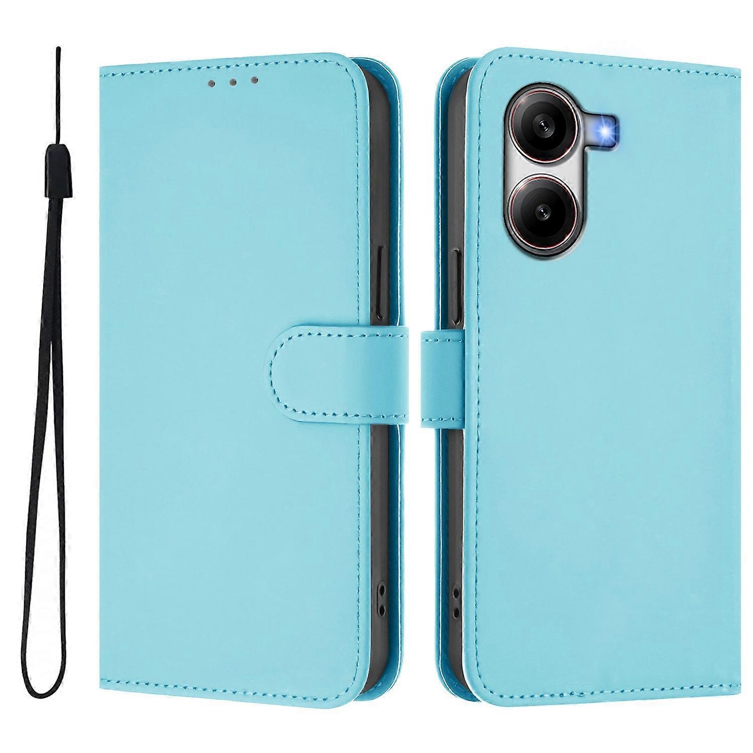 For Xiaomi Poco X7 Pro 5G Case Solid Color Wallet Leather Phone Cover with Strap