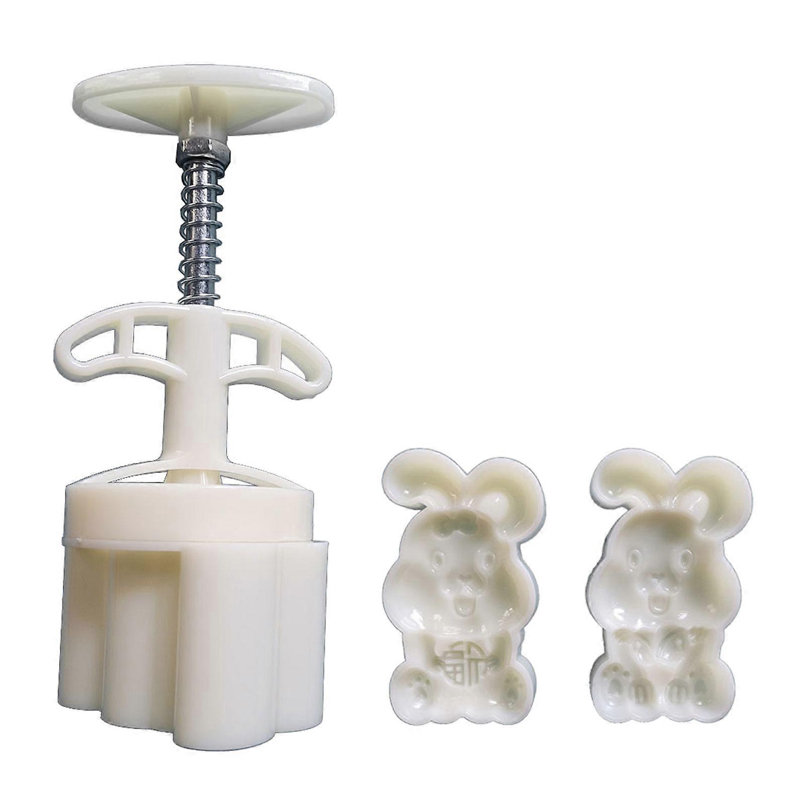 Rabbit Mung Bean Cake Mould Set Cake Model Printed with Embossed Ice-skin Pastry Baking Tool Cookie Dessert Cutter Multicolor