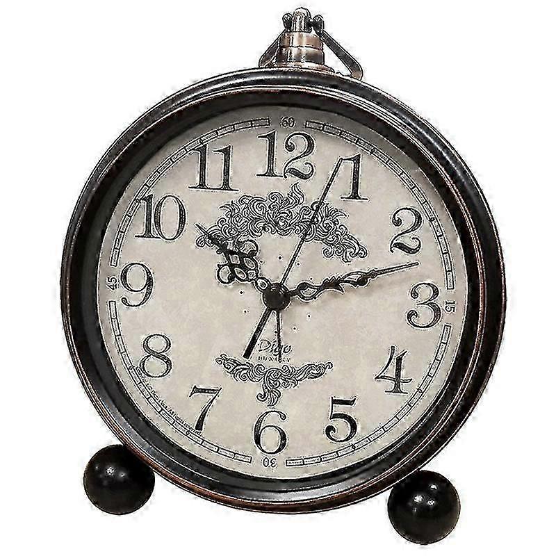 Red Vintage Non-ticking Table Desk Small Alarm Clock, Battery Operated