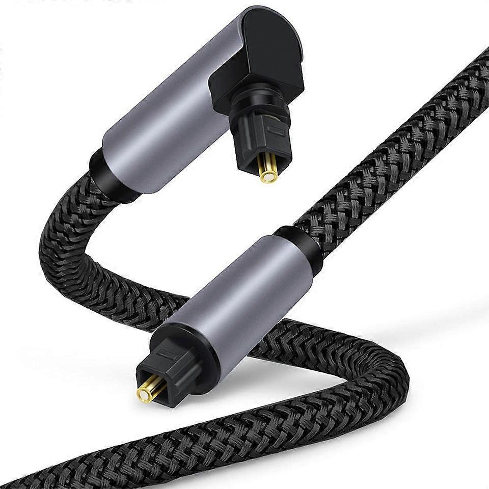 1.5m Elbow Toslink to Toslink Digital Optical Audio Cable Gold Plated Connector Right Angle SPDIF Co