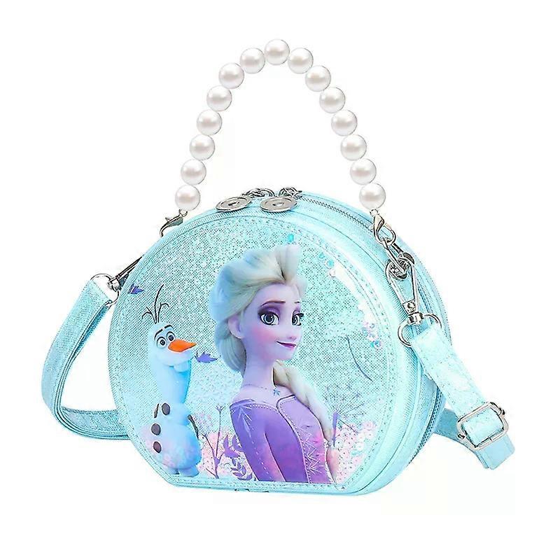 New Frozen 2 Elsa Princess Shoulder Bag Girl Kids Handbag Shopping Bags - Flashing lights can light up-BLUE