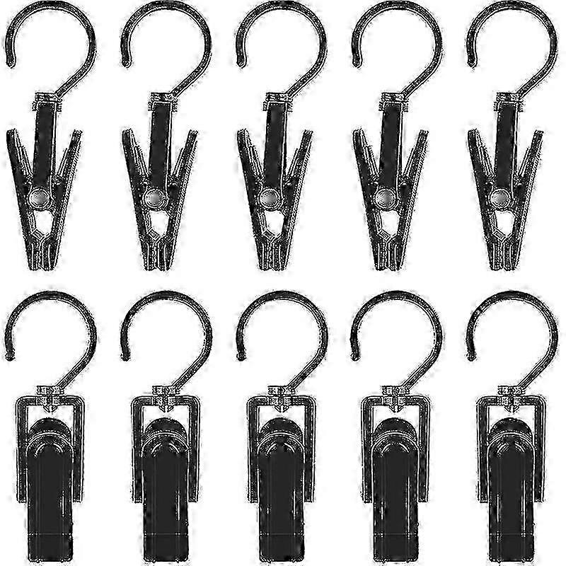 20 Pack Hook Accessory Clips - Plastic Hangers with Clamp and Notches Rotating Hooks Clips for Shoes/Boots