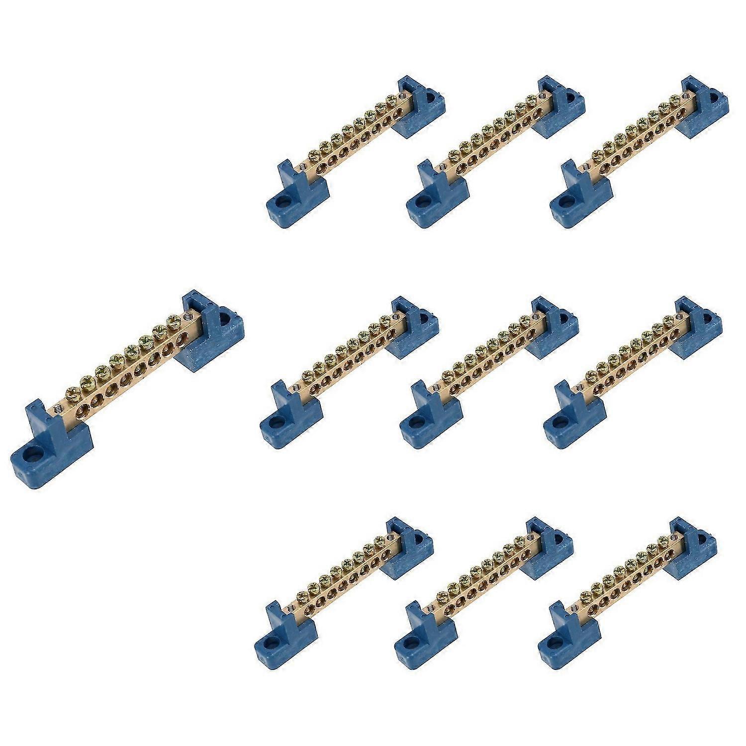 8 Terminal Bus Bar Terminal Block 10 Pack Brass Wire Screw Terminal for Car Boat Marine Ground Powe