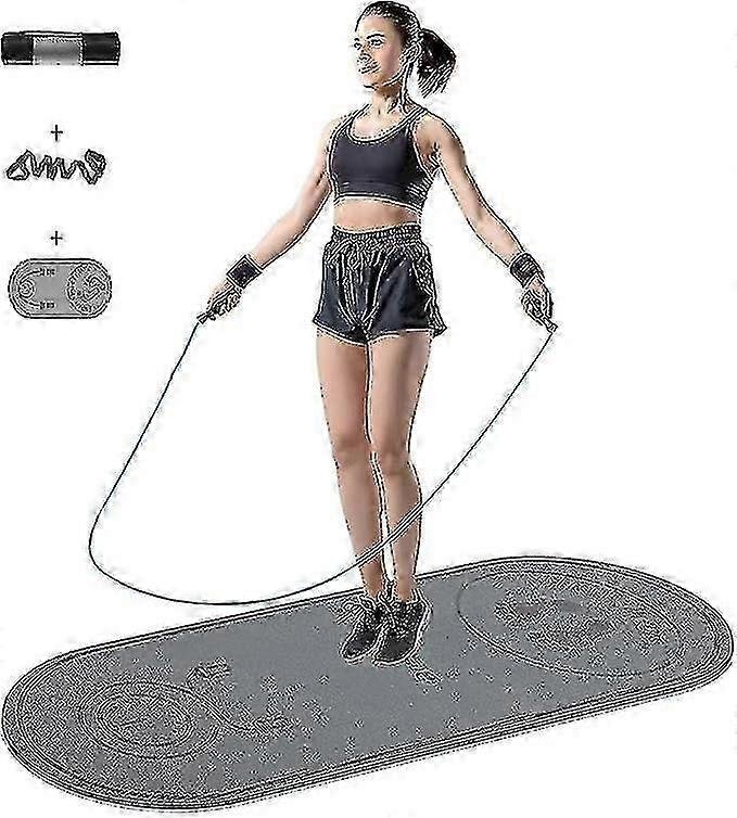 滑り止め縄跳びフィットネスマット140x60cm8mmグレーワークアウトエクササイズマット