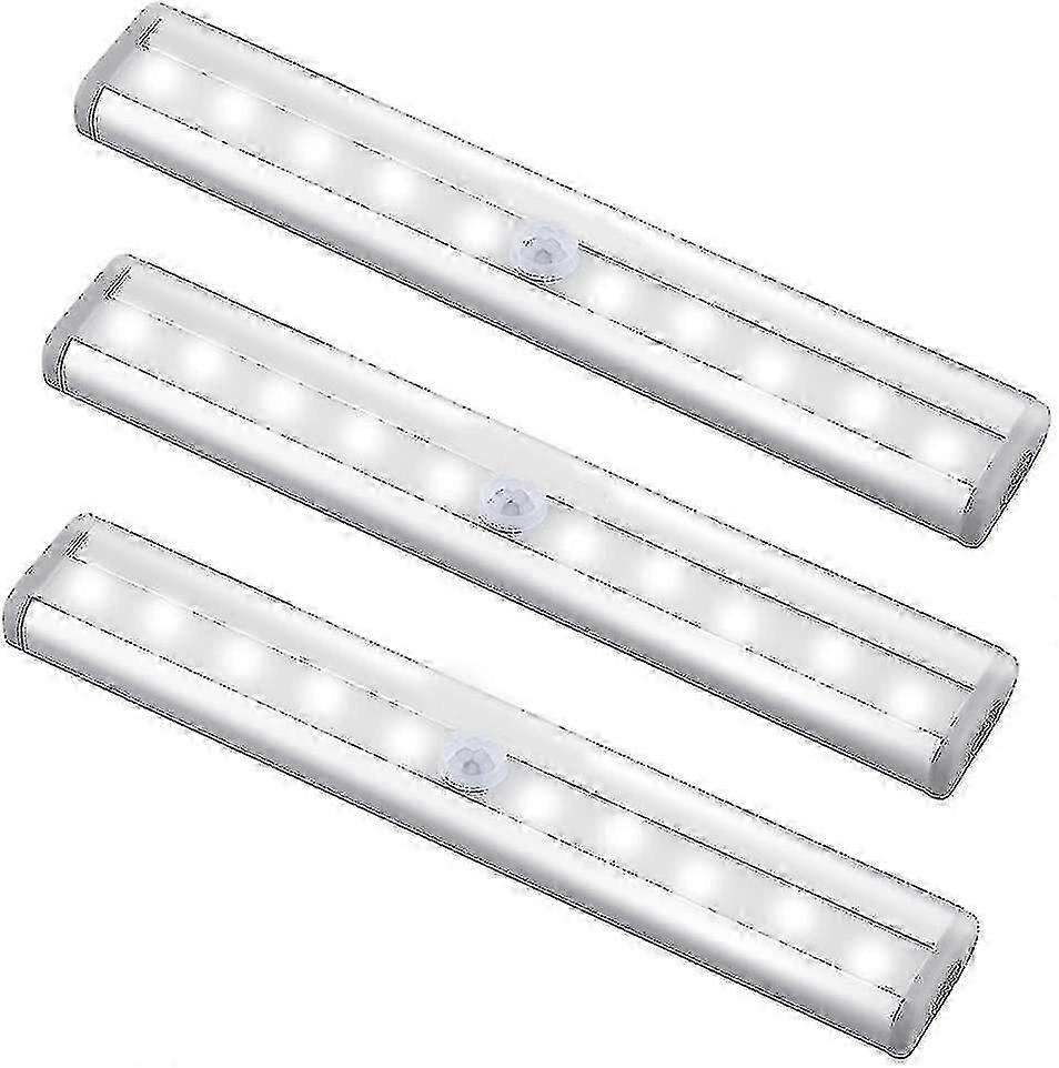 Motion Sensor Light Bar, (10 Led, 3 Pack)  Wardrobe Wireless Lamp