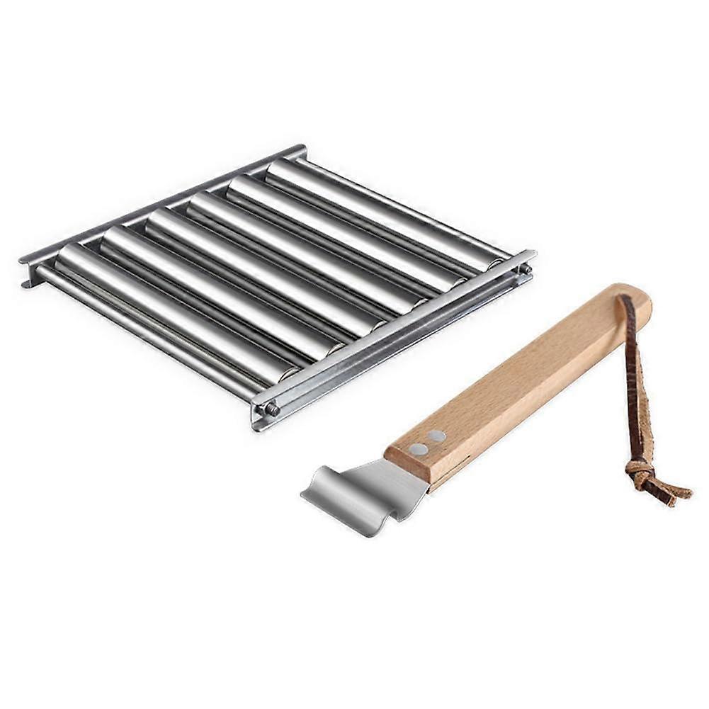 Hot Dog Roller Sausage Roller with Wooden Handle Sausage Roller Rack 5 Hot Dog Capacity BBQ Hotdog Roller for Grill