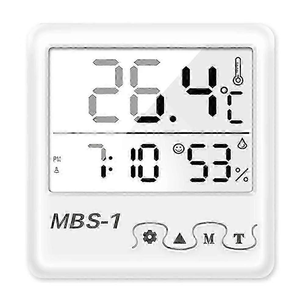 MBS-1 Digital Thermometer Hygrometer with Clock - Indoor Temperature Humidity Monitor