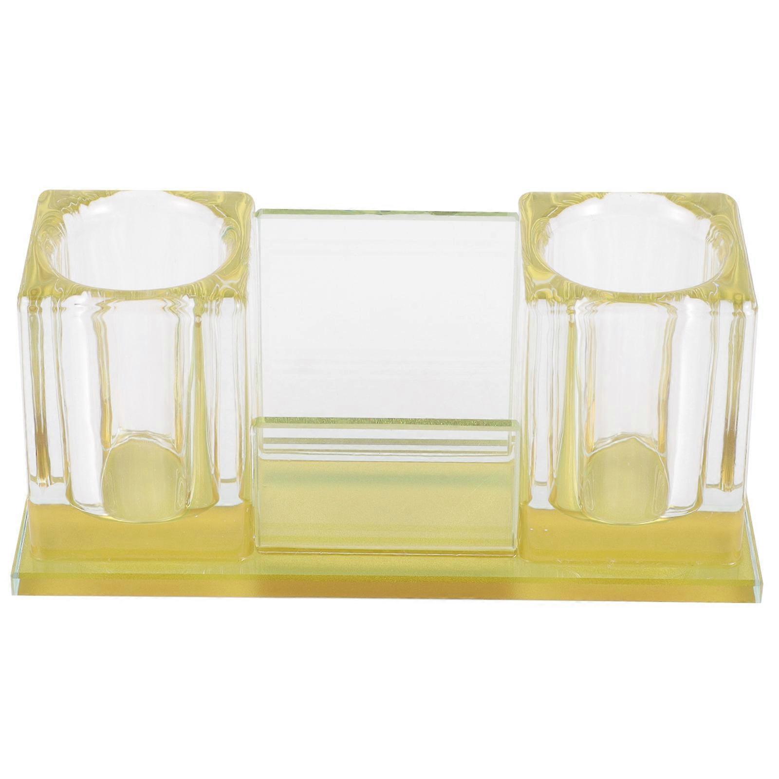Acrylic Slot Mic Stand with Non Slip Base for Wireless Microphones – Gold – Stable Tabletop Holder for Karaoke, Podcasting, and Mic Display