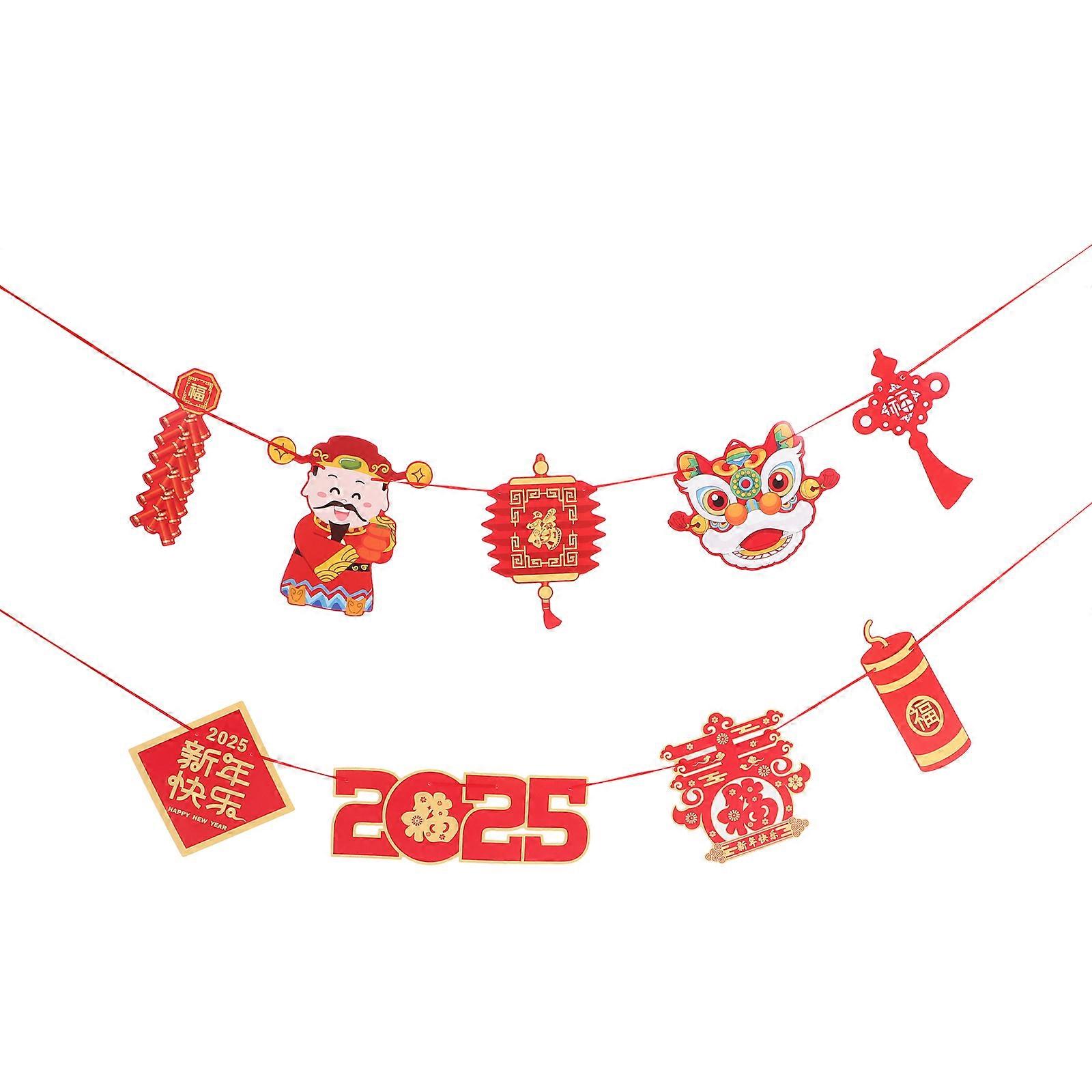Festive Chinese Year Banner Wall Decorations with String and Needles Vibrant Colors, Intricate Designs for DIY Parties, Classrooms, and Celebrations