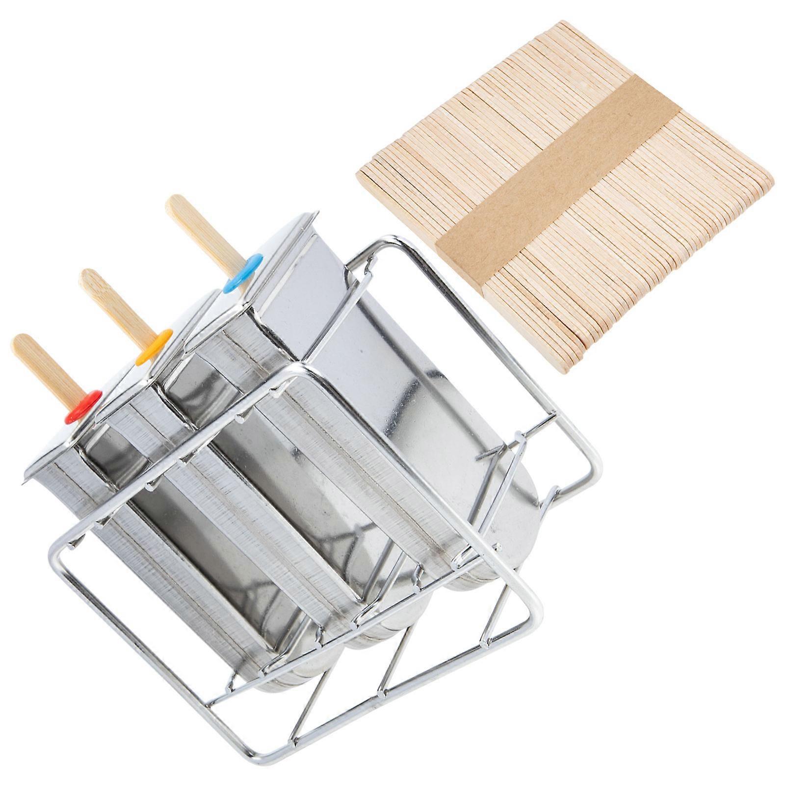 Reusable Ice Sticks Creative Multi-Layer Ice Cream Mold With 50 Wood Sticks For Kids And Friends 1 Set