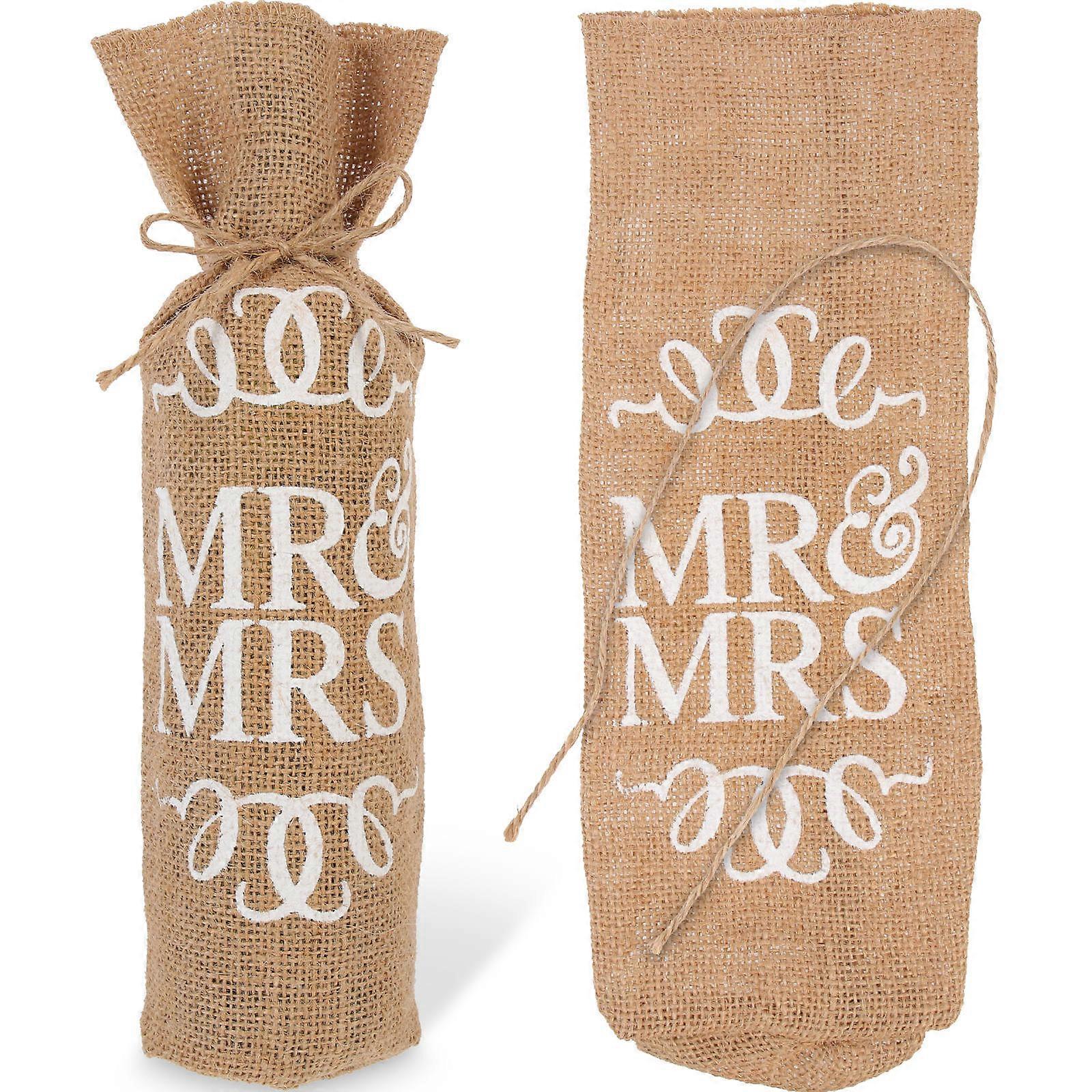 Burlap Bottle Pouch Storage Jute Wedding Bag Shape Simple and Generous Atmosphere 2Pcs