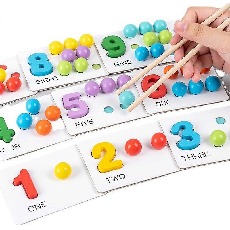 Wooden Digital Cognitive Operation Pairing Clip Beads 0.55 Children's Early Education Arithmetic Matching Game Kindergarten Teaching Toys Desktop Game