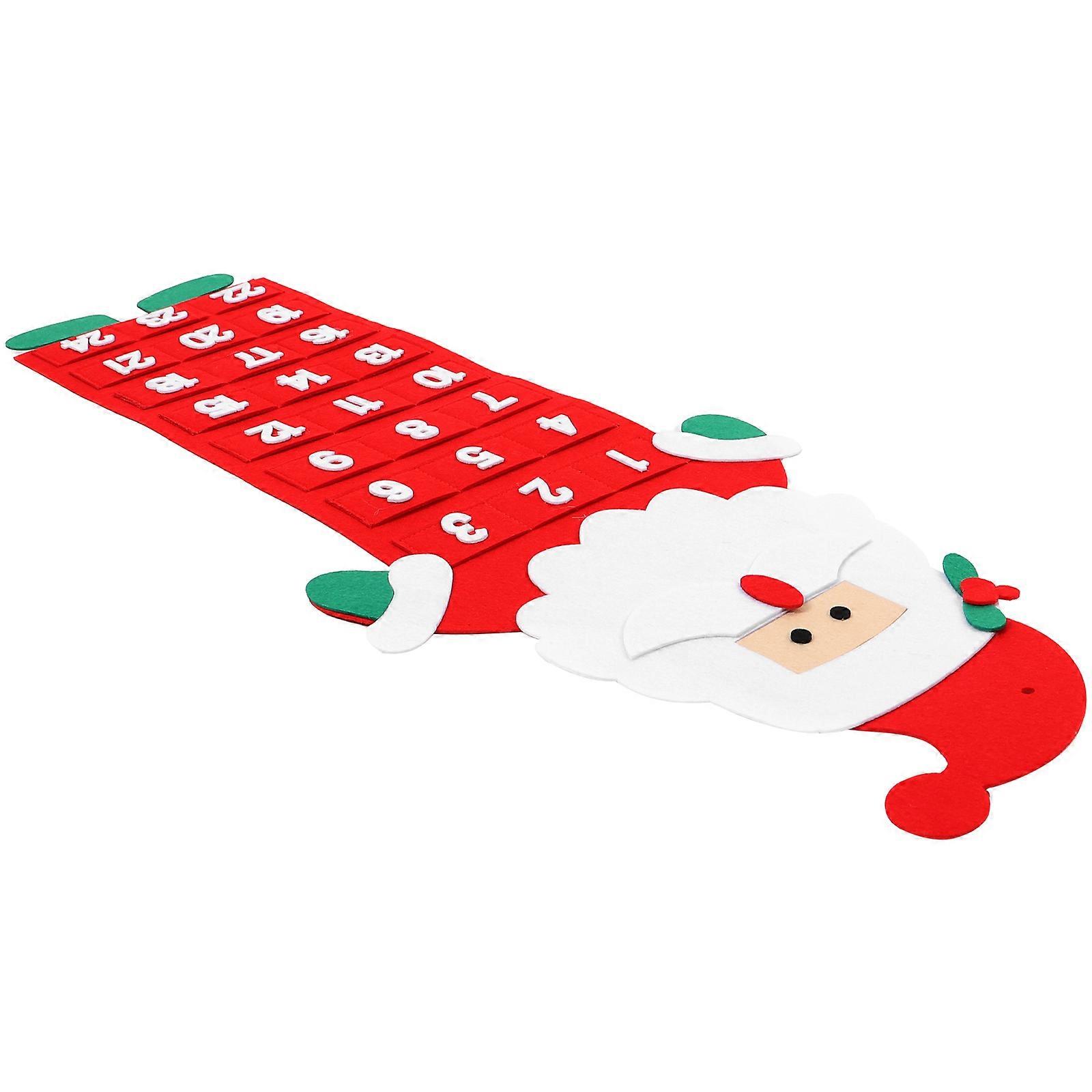 Advent Calendar Christmas Countdown Calendar Santa Claus Shape Home Decoration Multi Color 23x90cm Size Linen Material Festival Atmosphere 1Set