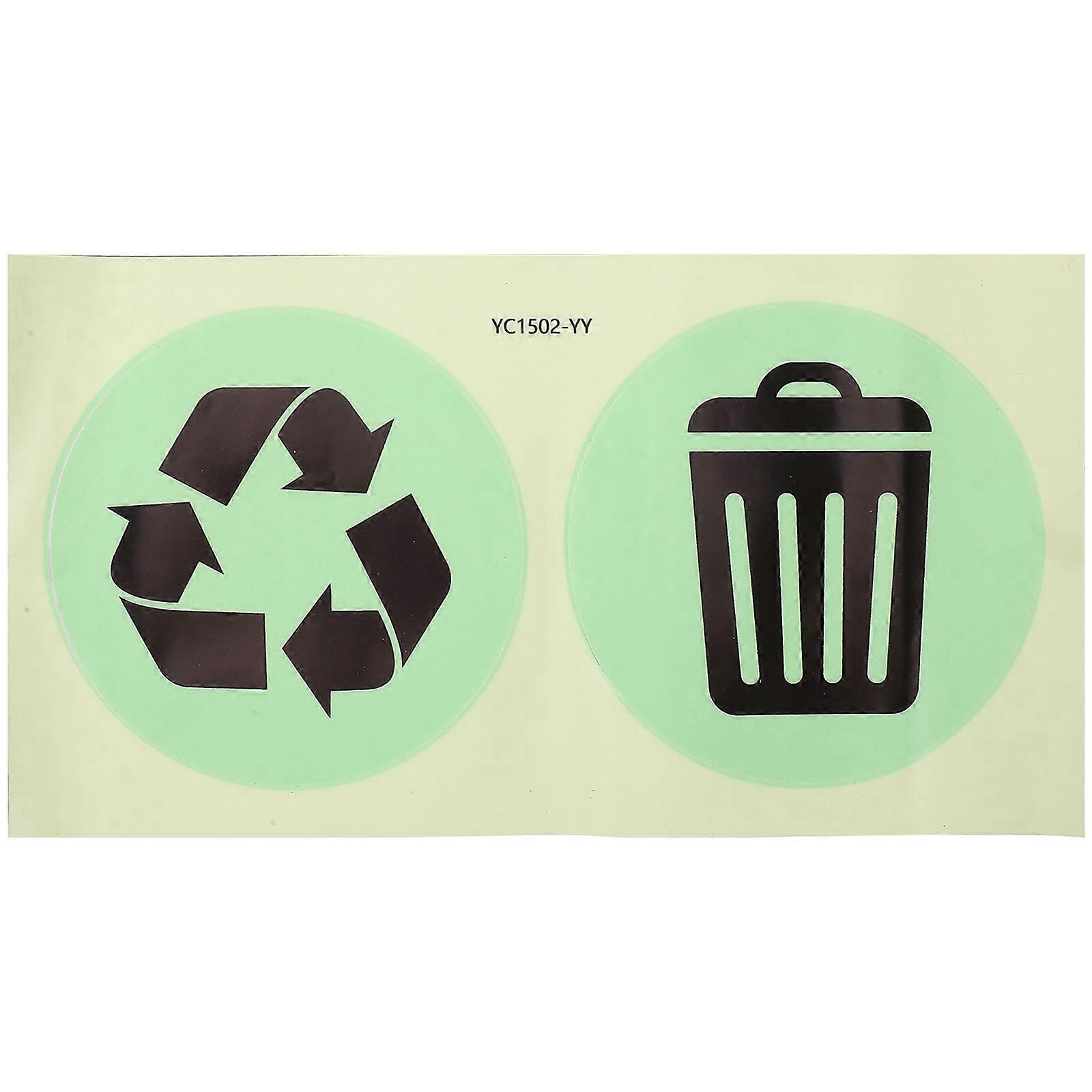 Trash Bin Stickers Garbage Recycle Sign Stickers Recycling Label Outdoor Use Multi Color Square Shape 2Set