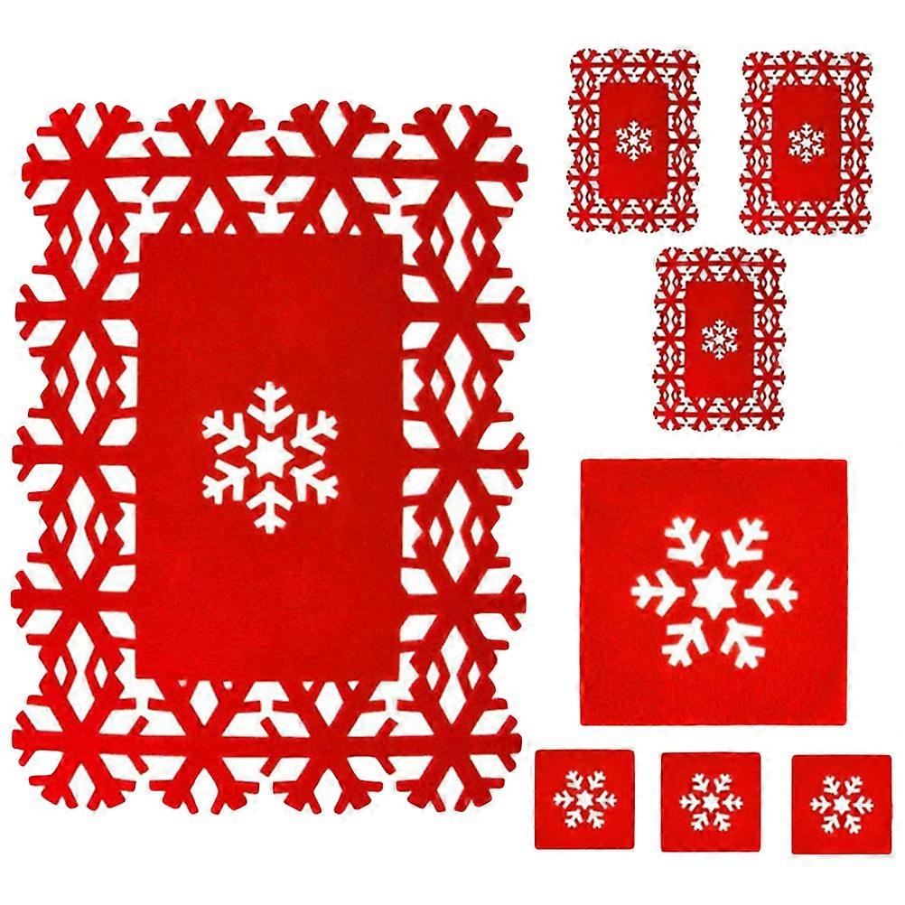 Table Placemat Christmas Style Protect Table Red Felt Square 10x10cm 8Pcs