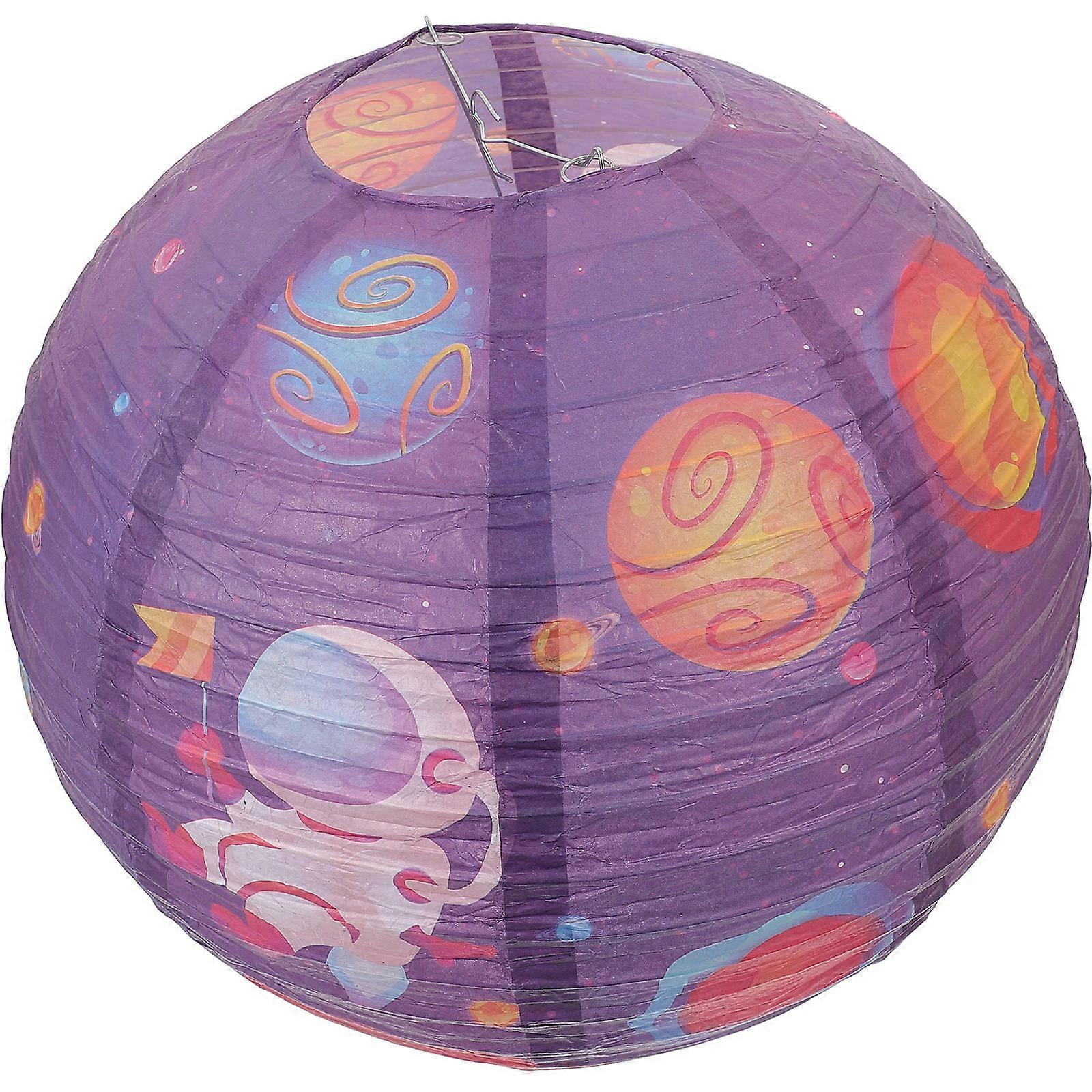 Hanging Paper Star Lanterns Solar System Pattern for Holiday Celebrations Purple 30X30X30CM Party Atmosphere Creation 1Set