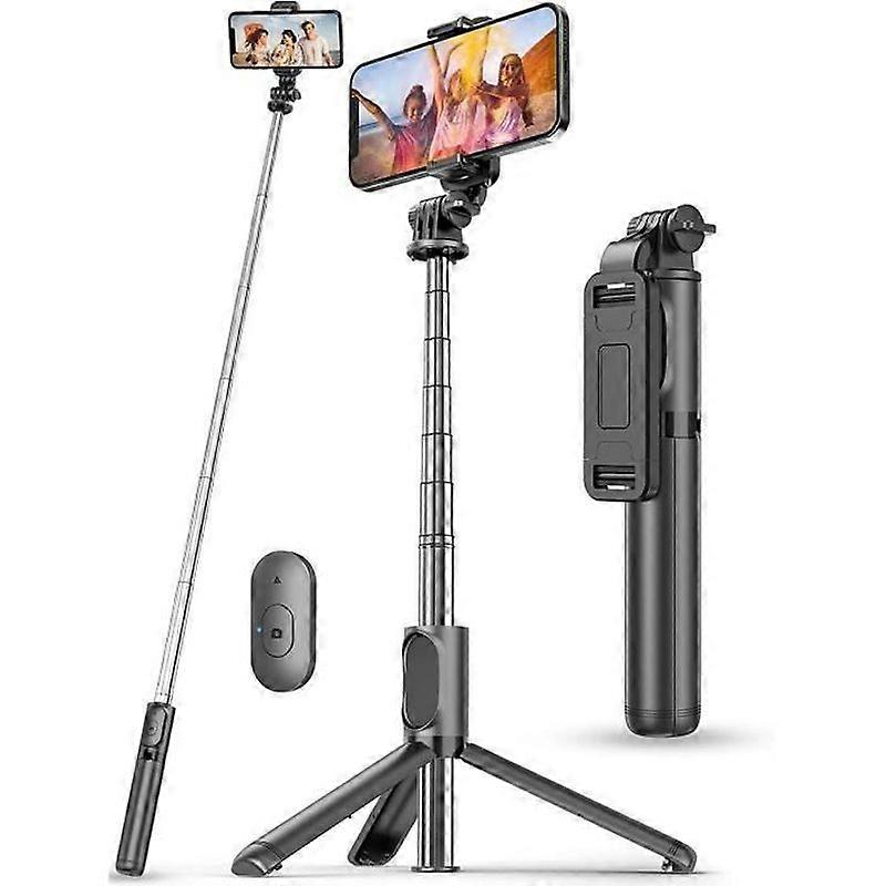 4 in 1 Selfie Stick Extendable Selfie Stick Adjustable Monopod with Detachable Remote Control Black