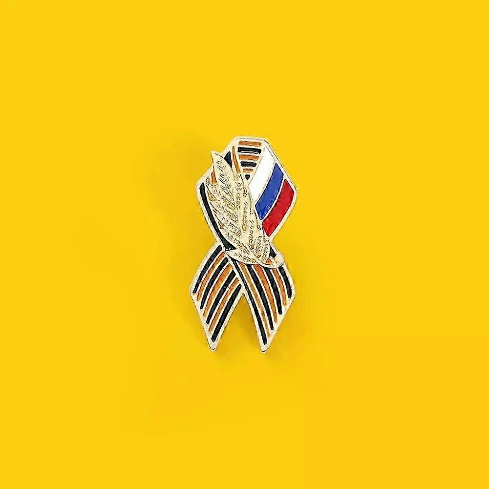 St George Ribbon Badge with Russian Flag Saint George Victory Day Enamel Lapel Pin Maple Memorial Brooch Festive Symbol Pin