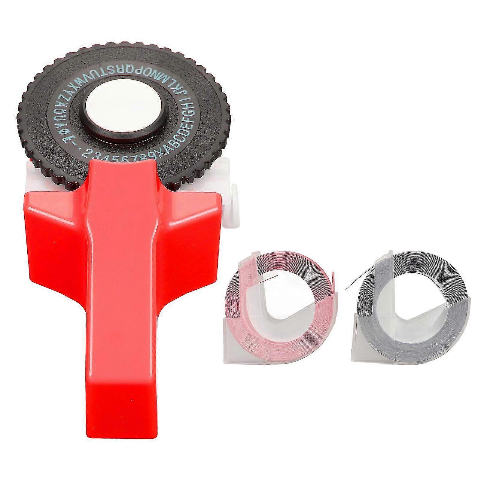 Portable Mini Handheld Label Printer for DIY Scrapbooking with Tapes in Red