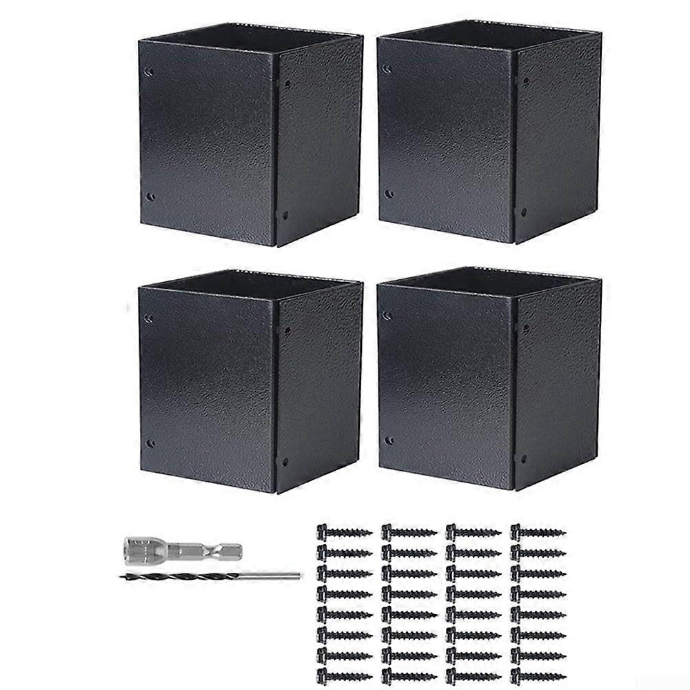 L-Shaped Adjustable Post Protectors for Maximum Durability on Wooden Posts (4 Pack) Adjustable Width, Weatherproof, Universal Fit