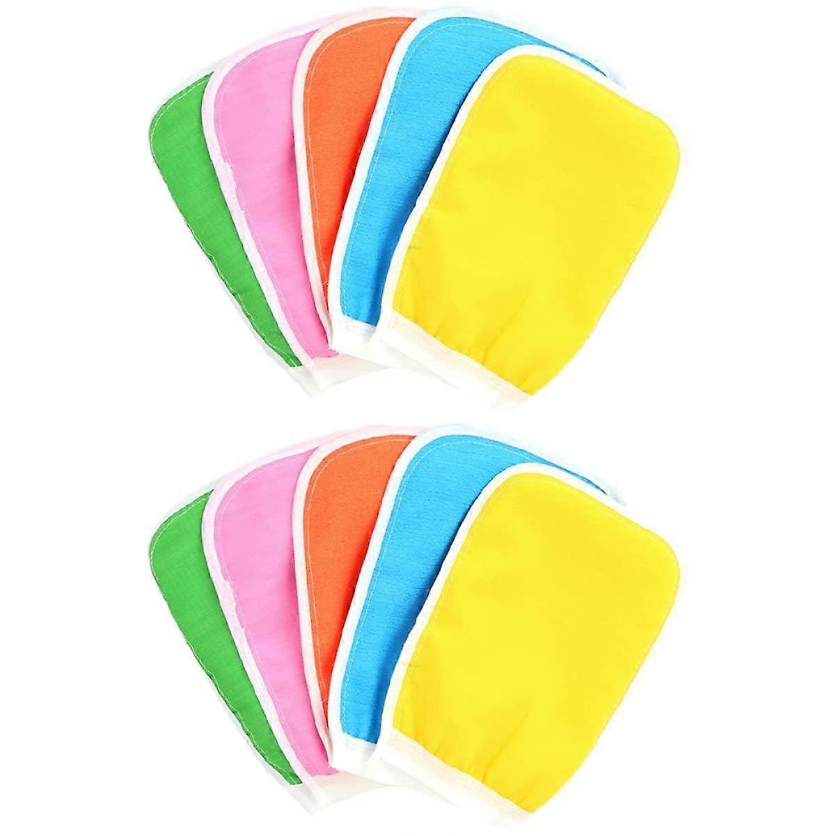 Korean Exfoliating Towel Pack of 10, Bathing Gloves for Body Wash, Cleaning, Random Colors, Soft Material