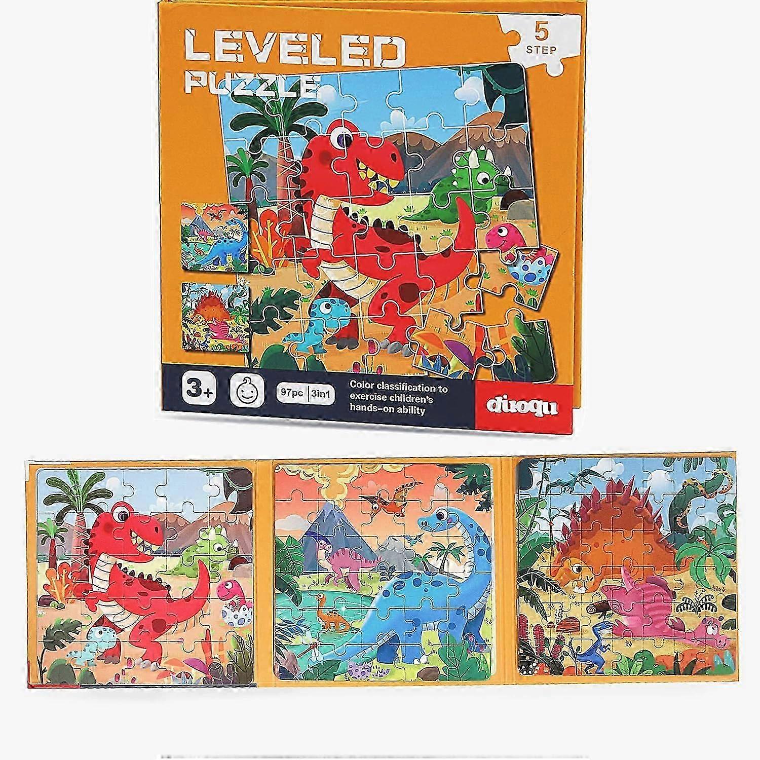 Magnetic Puzzles for Kids Ages 3-5, Dinosaur Puzzles Three -25/30/42 3 Styles Dinosaur Wooden Jigsaw Puzzle Books, Travel Games and Travel