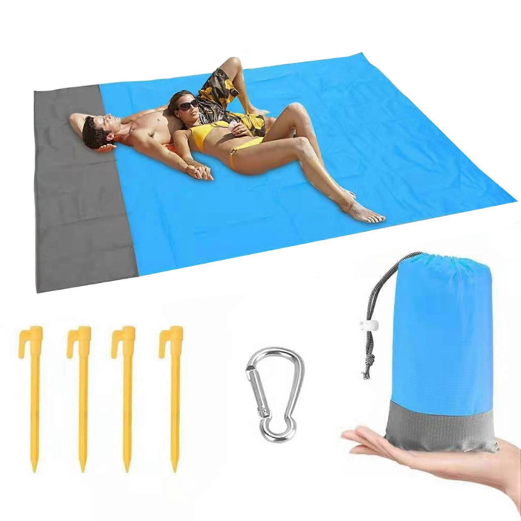 Beach Mat 79 X 83 Inch Extra Large Waterproof Sandproof Mat With Anchors And Storage Bag For Camping Hiking