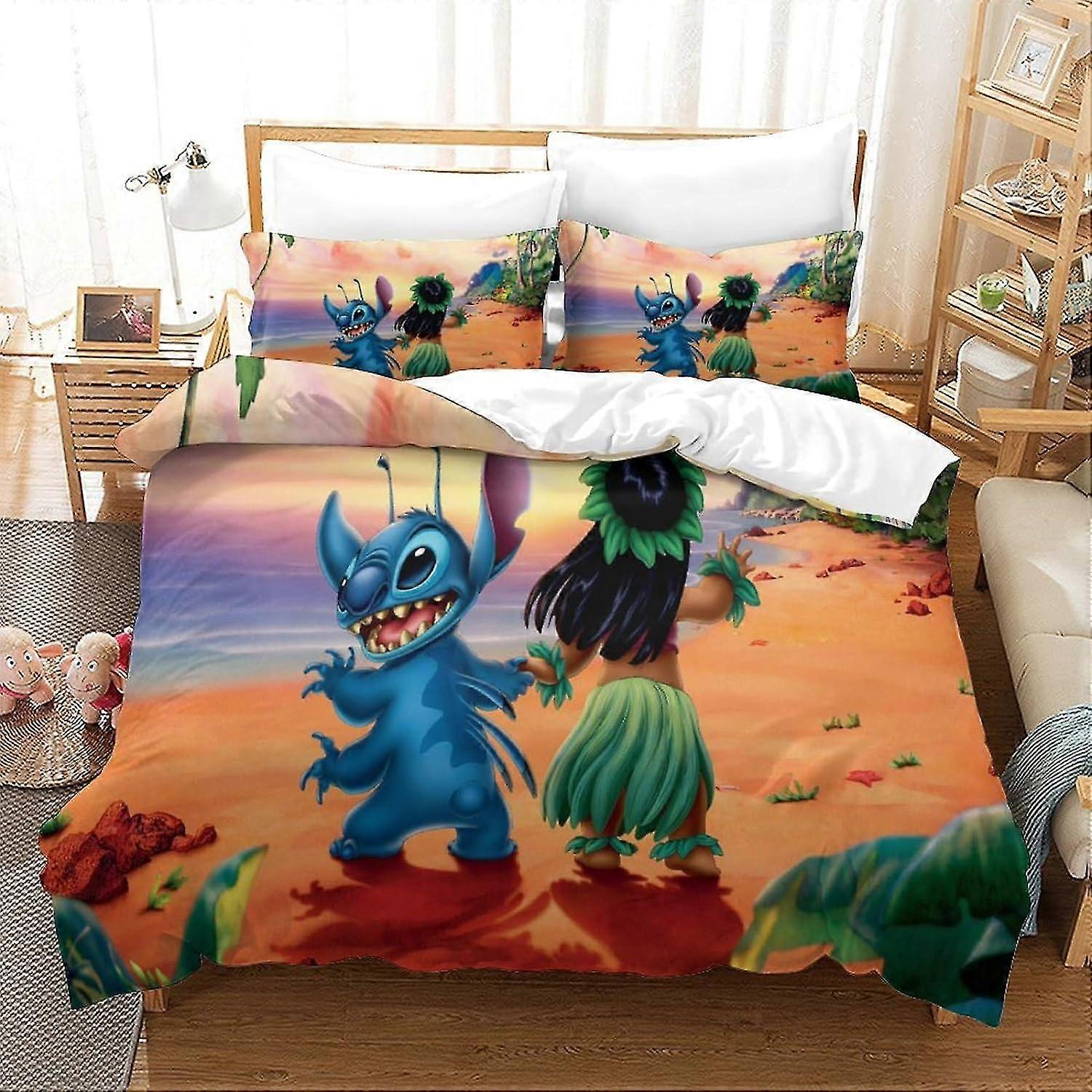 Conjunto de cama de tamanho duplo com capa de edredom impressa em ponto, capa de colcha de microfibra hipoalergênica super macia com fronha e fecho de zíper