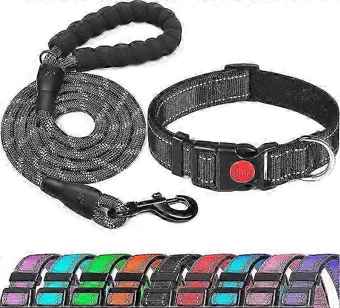 Reflective Dog Collar (Black) – Adjustable Nylon (S/M)