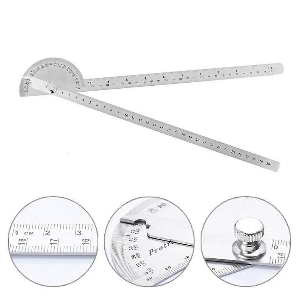 Right Angle Ruler Protractor Combination Ruler Engineering Tool Stainless Steel 35 x 5 x 0.4cm Angle Measurement 1Pcs