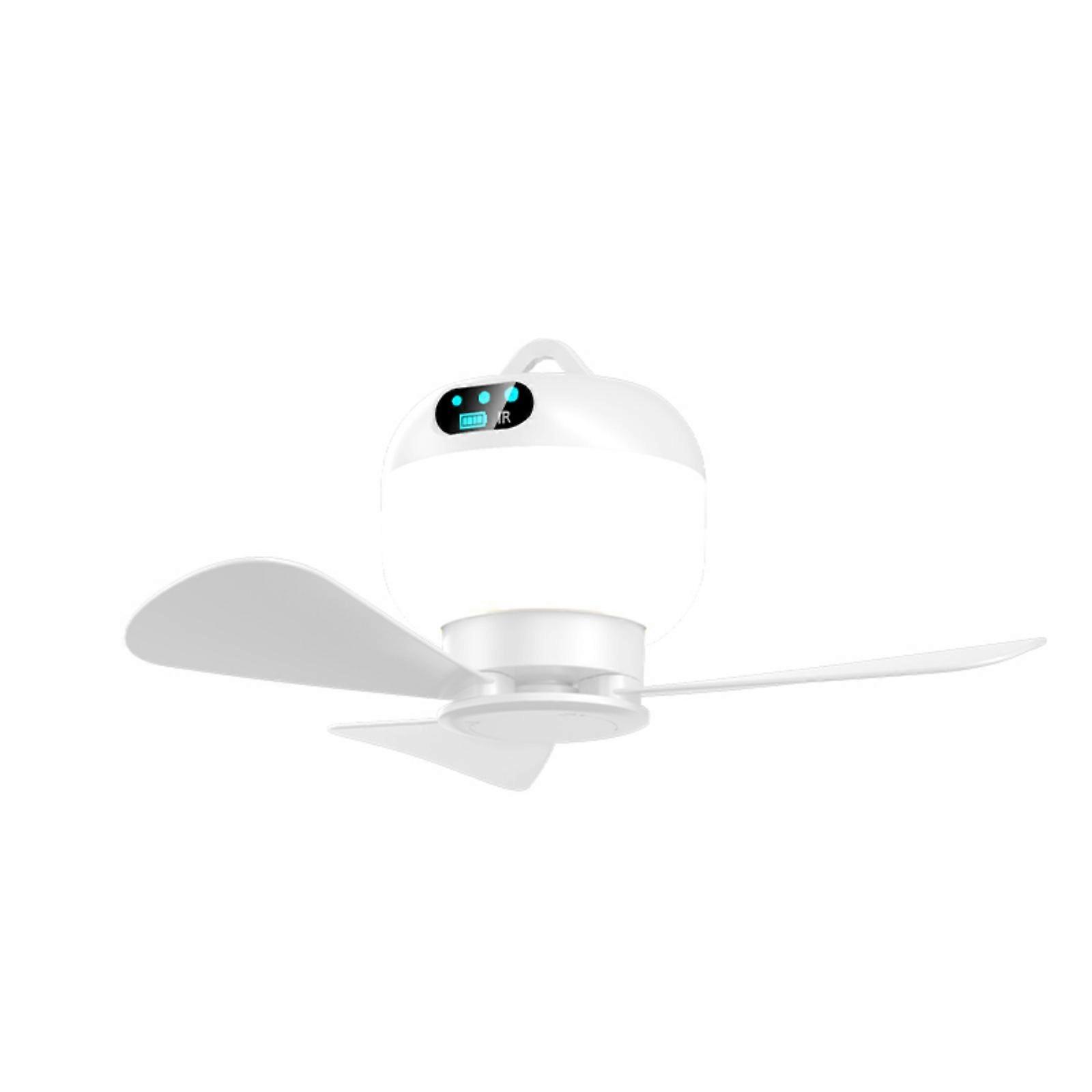 Rechargeable Hanging Fan with Remote Control 3 Speed Adjustable Build In Night Light USB Power Supply for Bedroom Dorm White