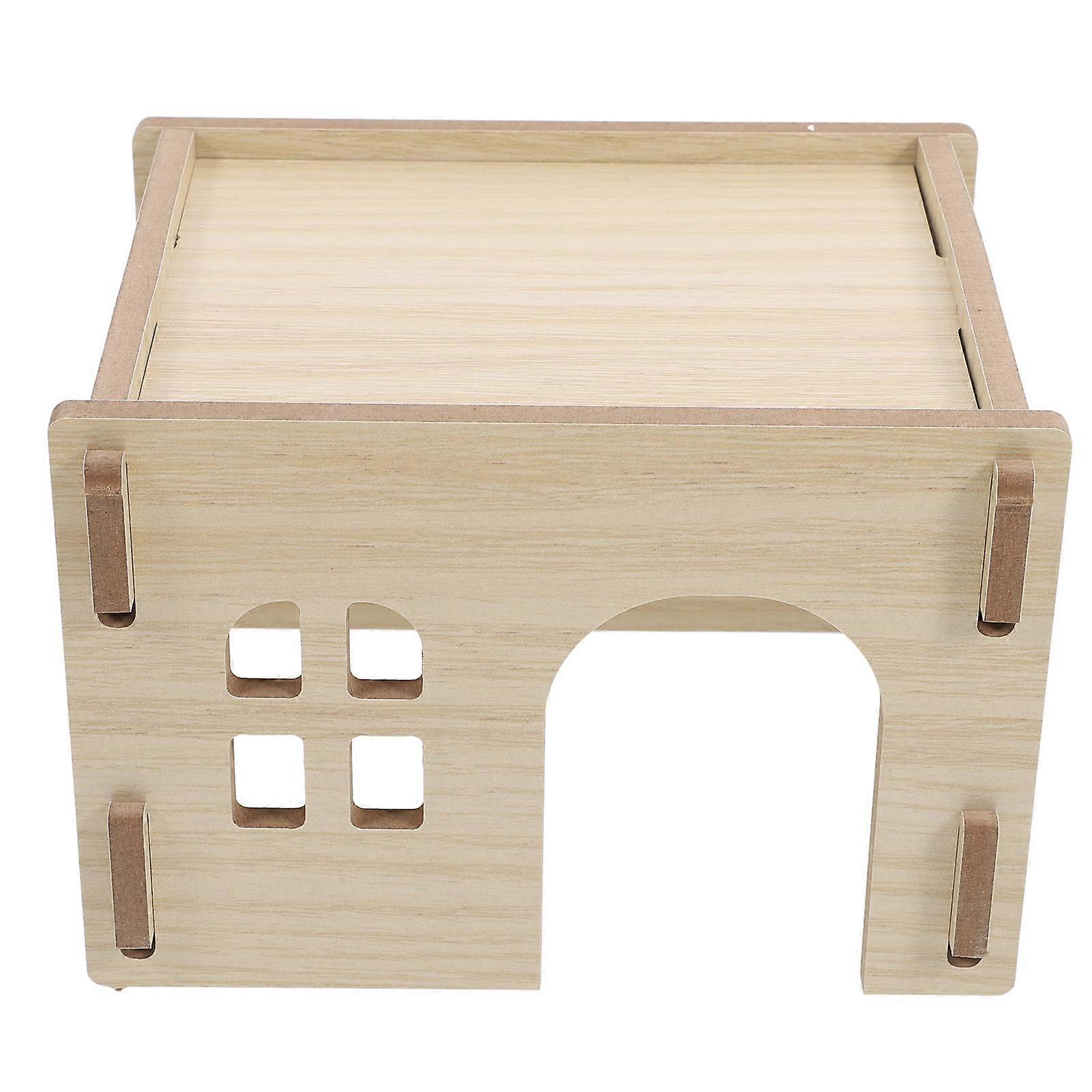 Small Rabbit House Wooden Hamster Hideout For Small Animals Guinea Pig Chinchilla Rabbit Feeding 1Set