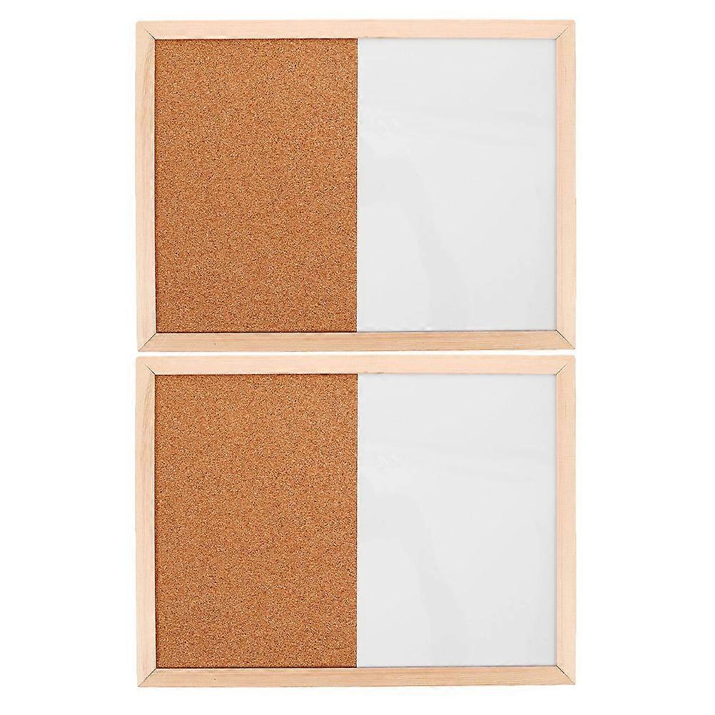 2pcs Wall Mounted Combination Notice Board with Cork and Dry Erase Small Cork Boards for Walls Wood Frame for Home School Office