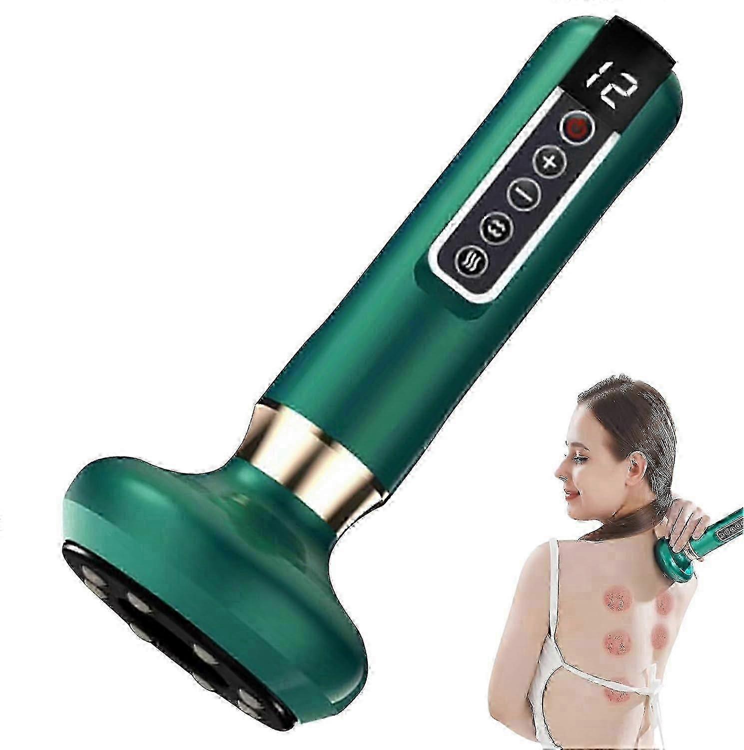 Infrarød Gua Sha massasjeapparat med vakuumkoppeterapi for cellulittreduksjon - 12 variable moduser elektrisk kroppsskulpturenhet for hjemmebruk.