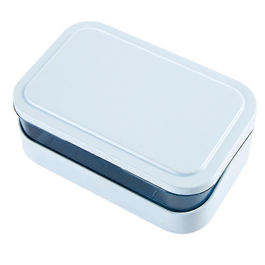 Shower Soap Holder Small Soap Dish With Draining Design For Bathroom Use Sky-Blue 13.5X9X5.5CM Locking Lid 1Pcs