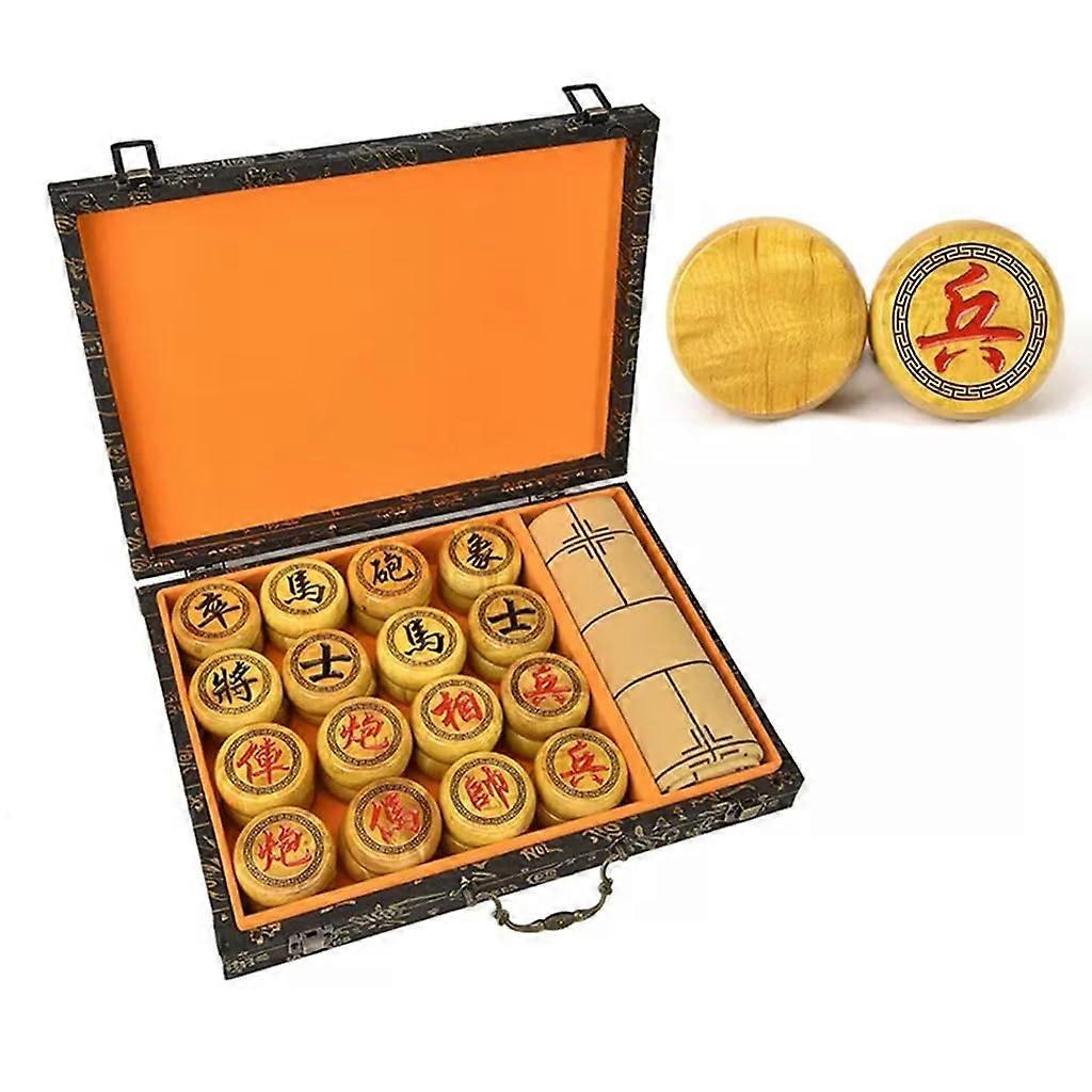 1.88 Inch Mahogany Chinese Chess Game Set, 2 Player Board Game, Classic Educational Board Game
