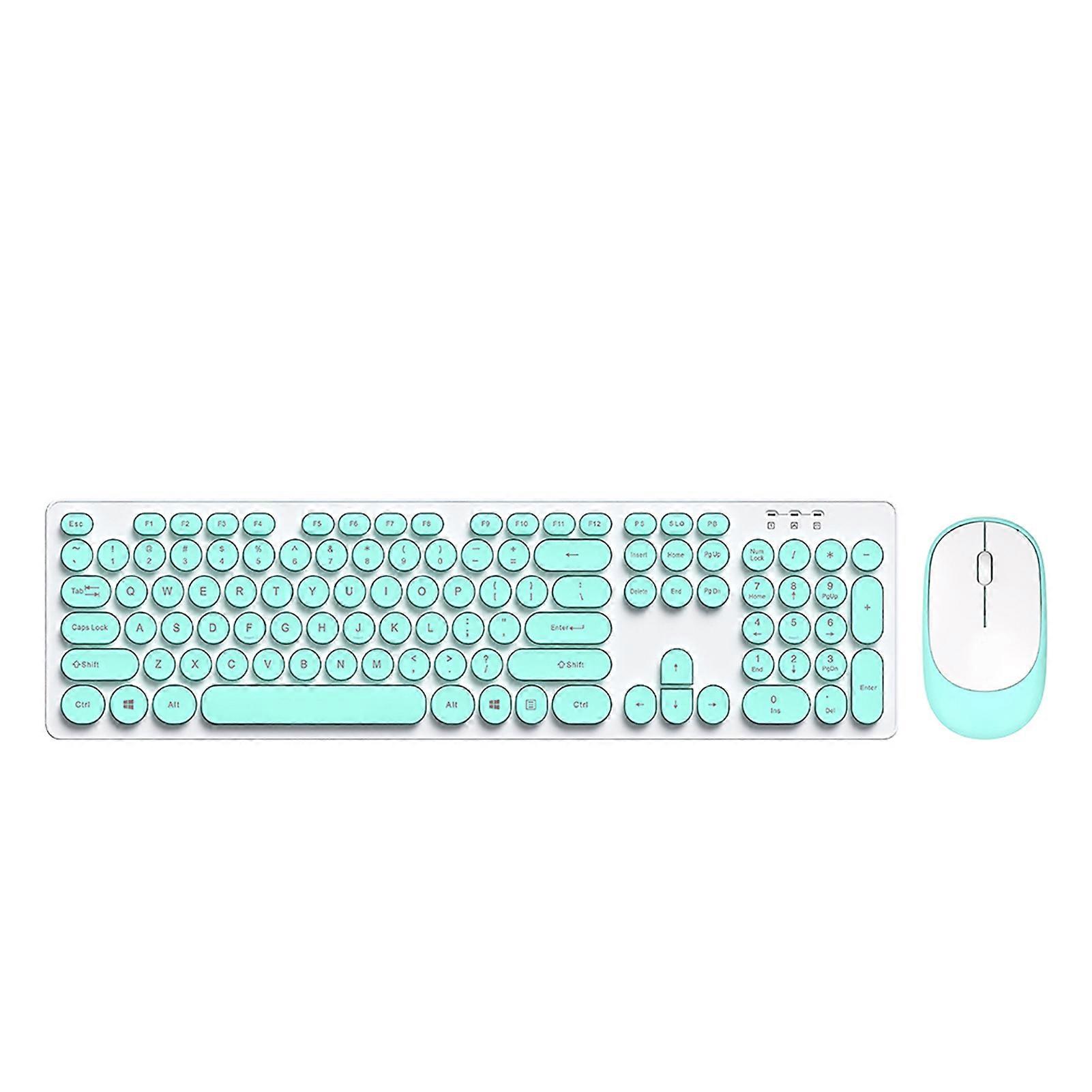 T-WOLF TF770 2.4G Wireless Keyboard Mouse Combo Punk Round Keycap Comfortable Mute Typing Wide Compatibility Blue