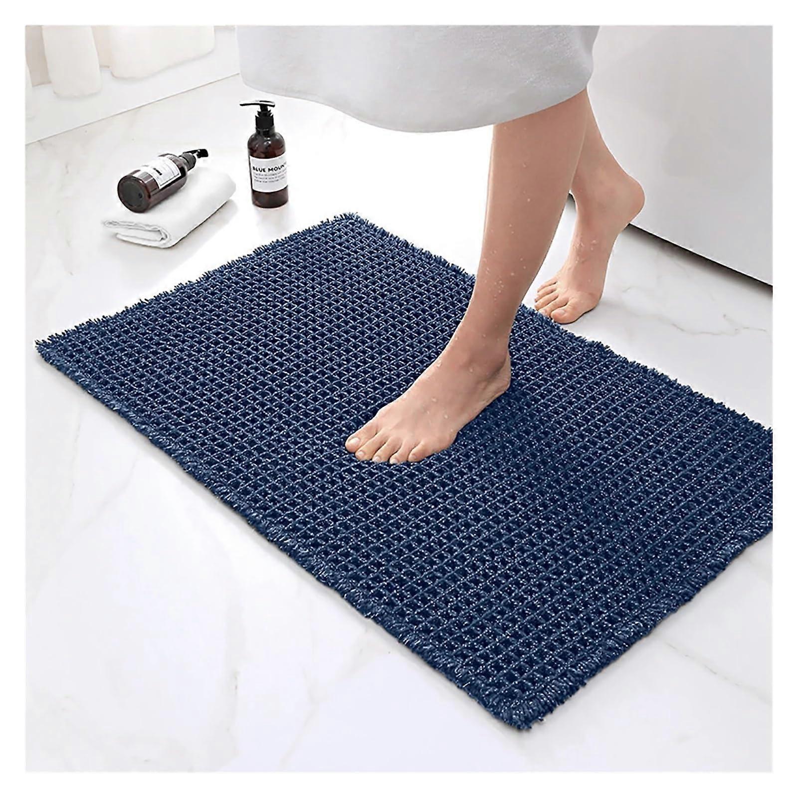 Badezimmermatte Waschbarer Rutschfester Teppich Saugfähig Weich Duschmatte Quadratisch Blau 1x1m