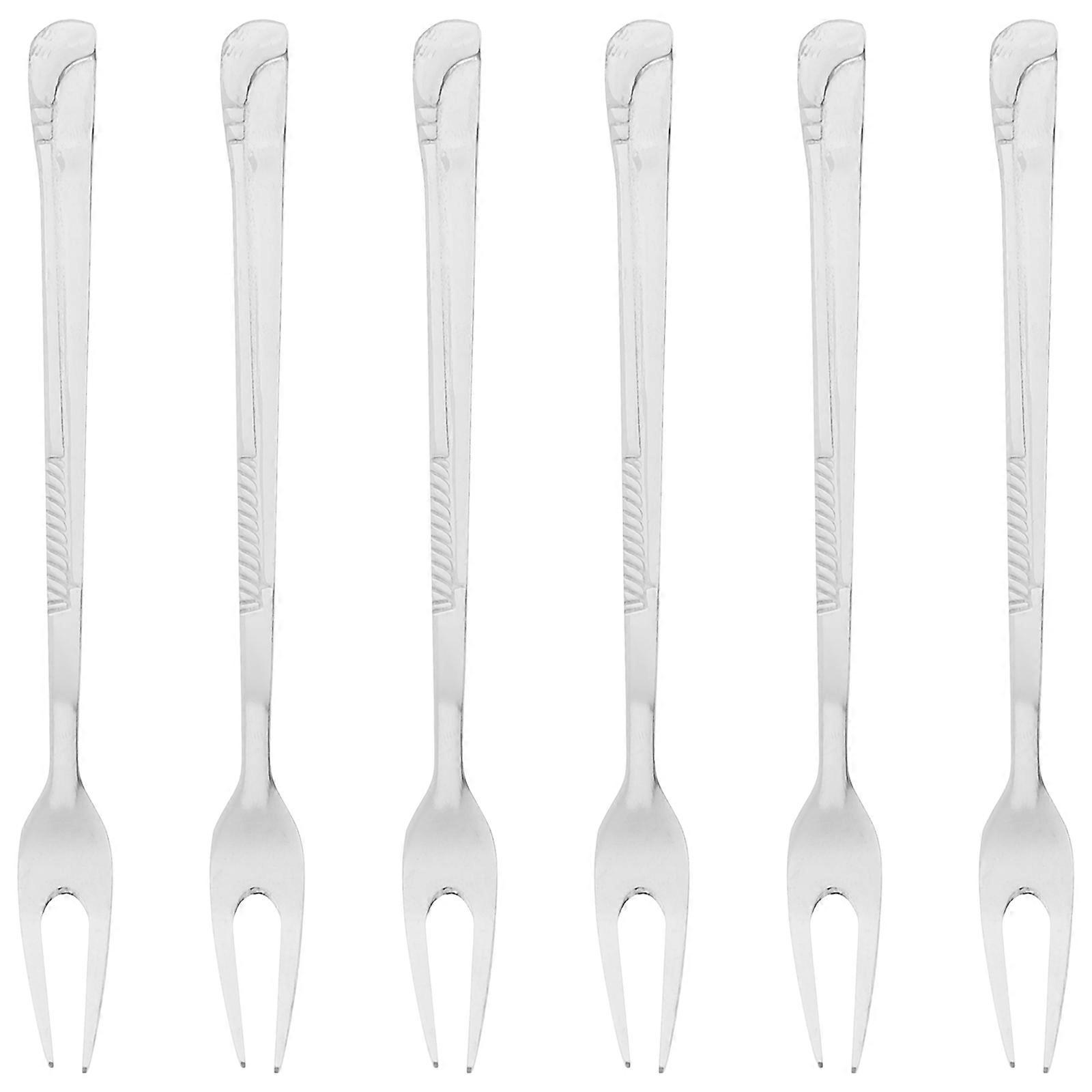 Pickle Fork Stainless Steel Fork Modern Exterior For Special Occasions 5.4×0.5×0.4in Appetizer Serving 6Set